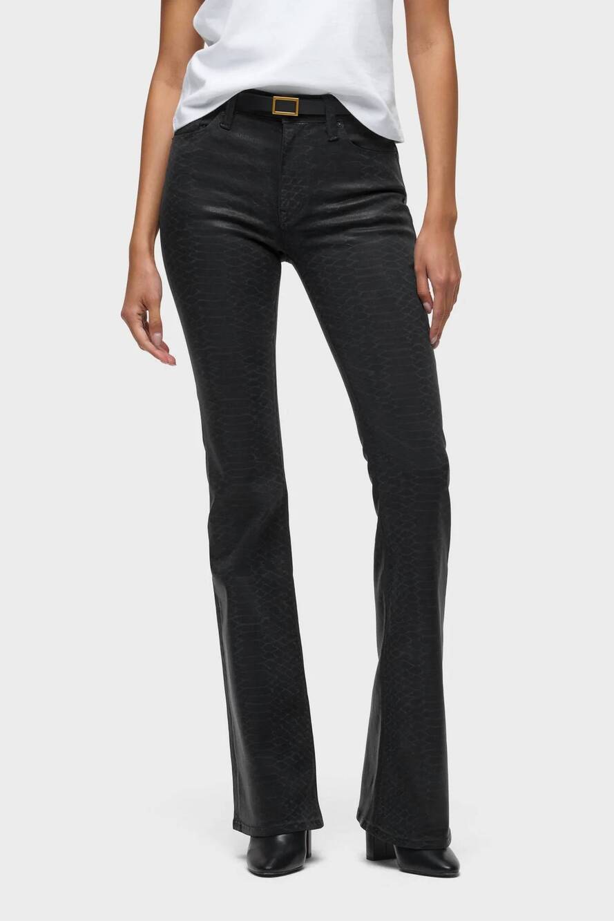 NEW HUDSON high rise bootcut jeans in black snake